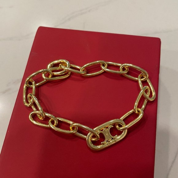celine MAILLON TRIOMPHE LINK BRACELET IN BRASS WITH GOLD FINISH - Picture 1 of 4